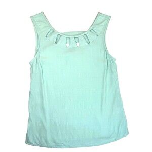 Anthropologie Skies are Blue Licarde Cut Out Detail Tank, XS, Turquoise Summer